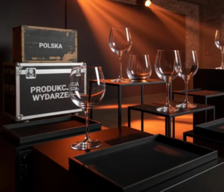Detal scenografii i techniki scenicznej podczas eleganckiego wydarzenia firmowego